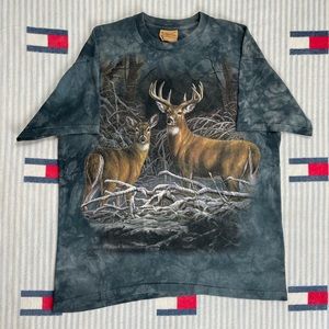 Vintage 2003 The Mountain Deer Nature tie dye short sleeve tee shirt